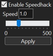 image of the speedhack function enabled